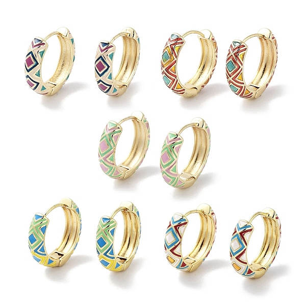 PandaHall Real 18K Gold Plated Brass Enamel Rhombus Print Hoop Earrings for Women, Mixed Color, 20x5.5mm Brass Multicolor
PandaHall Real 18K Gold Plated Brass Enamel Rhombus Print Hoop Earrings for Women, Mixed Color, 20x5.5mm Brass Multicolor