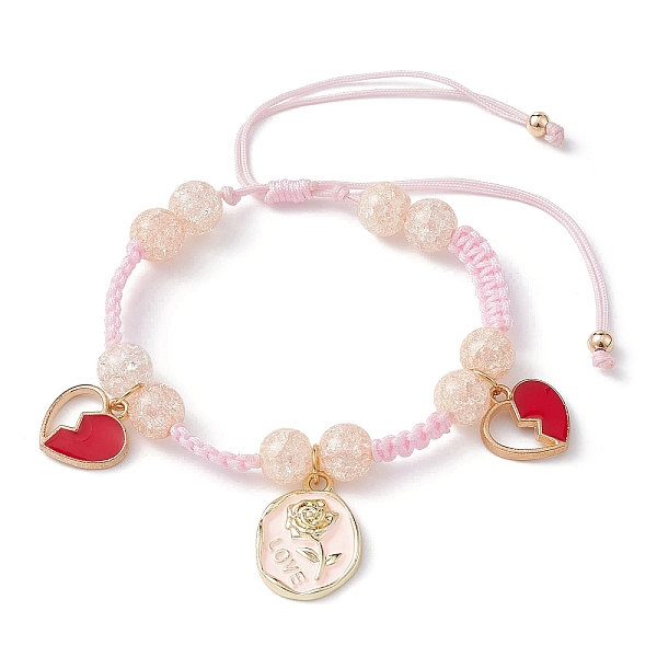 PandaHall Synthetic Crackle Quartz Braided Bead Bracelet, Heart & Rose Alloy Enamel Charm Bracelet for Valentine's Day, Pink, Inner Diameter...
PandaHall Synthetic Crackle Quartz Braided Bead Bracelet, Heart & Rose Alloy Enamel Charm Bracelet for Valentine's Day, Pink, Inner Diameter...