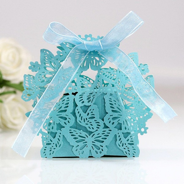 PandaHall Creative Folding Wedding Candy Cardboard Boxes, Small Paper Gift Boxes, Hollow Butterfly with Ribbon, Dark Turquoise, Fold...
PandaHall Creative Folding Wedding Candy Cardboard Boxes, Small Paper Gift Boxes, Hollow Butterfly with Ribbon, Dark Turquoise, Fold...