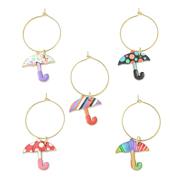 PandaHall Umbrella Alloy Enamel Wine Glass Charms Sets, with Brass Hoop Earrings Findings, Mixed Color, 45mm, 5pcs/set Alloy Umbrella..., Multicolor
PandaHall Umbrella Alloy Enamel Wine Glass Charms Sets, with Brass Hoop Earrings Findings, Mixed Color, 45mm, 5pcs/set Alloy Umbrella..., Multicolor