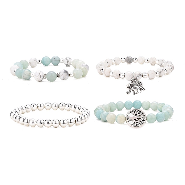 PandaHall 4Pcs 4 Style Natural Amazonite & Howlite & Synthetic Hematite Beaded Stretch Bracelets Set, Alloy Tree & Elephant Charms Stackable..., Multicolor
PandaHall 4Pcs 4 Style Natural Amazonite & Howlite & Synthetic Hematite Beaded Stretch Bracelets Set, Alloy Tree & Elephant Charms Stackable..., Multicolor