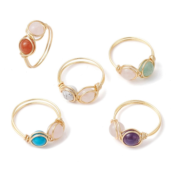 PandaHall Natural & Synthetic Mixed Gemstone Braided Bead Style Finger Ring, Golden Copper Wire Wrap Ring for Women, Inner Diameter: Us Size...
PandaHall Natural & Synthetic Mixed Gemstone Braided Bead Style Finger Ring, Golden Copper Wire Wrap Ring for Women, Inner Diameter: Us Size...