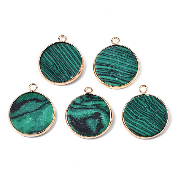 PandaHall Synthetic Malachite Pendants, with Golden Plated Brass Edge and Loop, Flat Round, 25x21x3.5mm, Hole: 2mm Malachite Flat Round
PandaHall Synthetic Malachite Pendants, with Golden Plated Brass Edge and Loop, Flat Round, 25x21x3.5mm, Hole: 2mm Malachite Flat Round