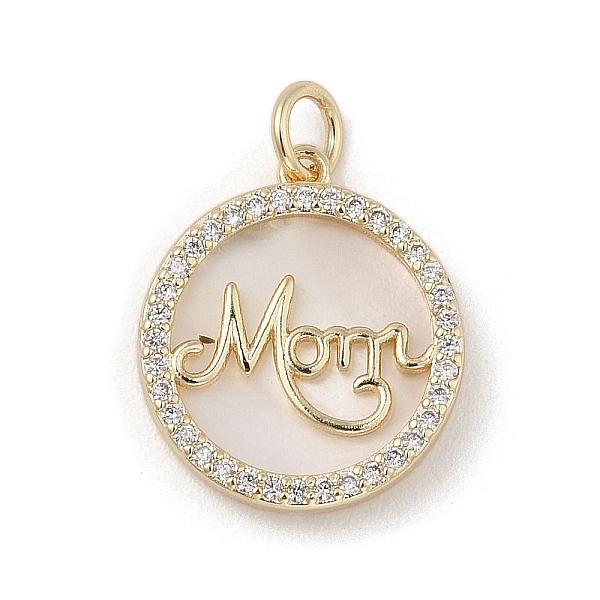PandaHall Brass Micro Pave Cubic Zirconia Pendants, with Natural White Shell and Jump Ring, Flat Round with Word Mom, Real 18K Gold Plated...
PandaHall Brass Micro Pave Cubic Zirconia Pendants, with Natural White Shell and Jump Ring, Flat Round with Word Mom, Real 18K Gold Plated...
