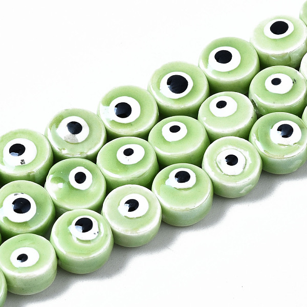 PandaHall Handmade Porcelain Ceramic Beads Strands, Bright Glazed Porcelain, Flat Round with Evil Eye, Light Green, 8x5mm, Hole: 1.5mm...
PandaHall Handmade Porcelain Ceramic Beads Strands, Bright Glazed Porcelain, Flat Round with Evil Eye, Light Green, 8x5mm, Hole: 1.5mm...