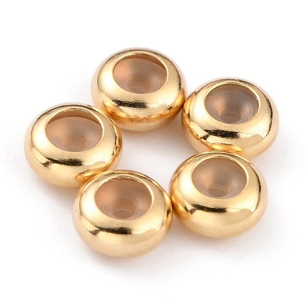 PandaHall Brass Beads, with Rubber Inside, Slider Beads, Stopper Beads, Long-Lasting Plated, Rondelle, Real 24K Gold Plated, 5x2.5mm, Rubber...
PandaHall Brass Beads, with Rubber Inside, Slider Beads, Stopper Beads, Long-Lasting Plated, Rondelle, Real 24K Gold Plated, 5x2.5mm, Rubber...