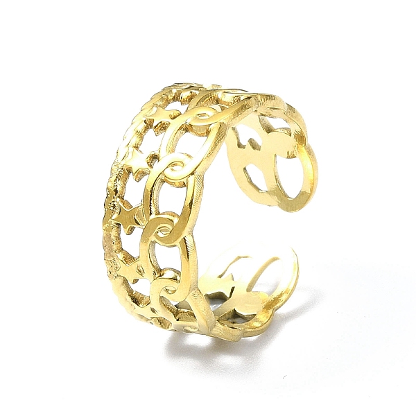 PandaHall Ion Plating(IP) 304 Stainless Steel Star Open Cuff Ring, Hollow Wide Band Rings, Real 18K Gold Plated, Inner Diameter: 18mm 304...
PandaHall Ion Plating(IP) 304 Stainless Steel Star Open Cuff Ring, Hollow Wide Band Rings, Real 18K Gold Plated, Inner Diameter: 18mm 304...