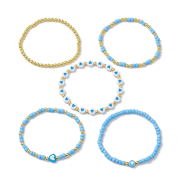 PandaHall 5Pcs 5 Styles Heart Acrylic & Glass Seed Beaded Stretch Bracelet Sets, Stackable Bracelets for Women, Light Sky Blue, Inner...
PandaHall 5Pcs 5 Styles Heart Acrylic & Glass Seed Beaded Stretch Bracelet Sets, Stackable Bracelets for Women, Light Sky Blue, Inner...