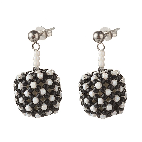 PandaHall TOHO Japanese Seed Beads Dangle Stud Earrings, with Brass Ear Nuts, Black, 28mm, Pin: 0.8mm Glass Black
PandaHall TOHO Japanese Seed Beads Dangle Stud Earrings, with Brass Ear Nuts, Black, 28mm, Pin: 0.8mm Glass Black