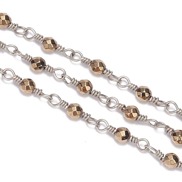 PandaHall 3.28 Feet Handmade Non-magnetic Synthetic Hematite Beaded Chains, Unwelded, with Brass Findings, Faceted, Round, Platinum, Gold...
PandaHall 3.28 Feet Handmade Non-magnetic Synthetic Hematite Beaded Chains, Unwelded, with Brass Findings, Faceted, Round, Platinum, Gold...