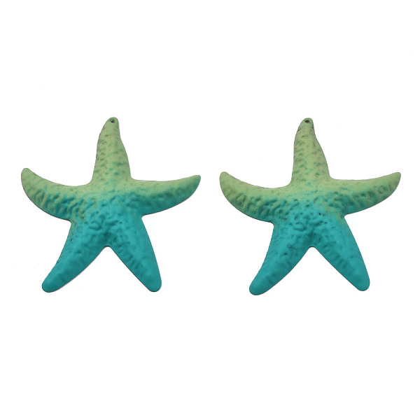 PandaHall Spray Painted Iron Big Pendants, Starfish, Dark Cyan, 50x46.5x6mm, Hole: 1.2mm Iron Starfish
PandaHall Spray Painted Iron Big Pendants, Starfish, Dark Cyan, 50x46.5x6mm, Hole: 1.2mm Iron Starfish