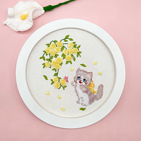 PandaHall Flower Cat Pattern DIY Embroidery Starter Kit with Instruction Book, Embroidery Fabric & Bamboo Hoops & Thread and Needle, Easy..., Yellow
PandaHall Flower Cat Pattern DIY Embroidery Starter Kit with Instruction Book, Embroidery Fabric & Bamboo Hoops & Thread and Needle, Easy..., Yellow
