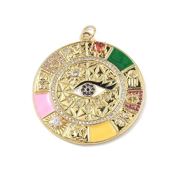 PandaHall Brass Micro Pave Cubic Zirconia Pendants, with Enamel and Jump Ring, Real 18K Gold Plated, Flat Round with Eye, Colorful...
PandaHall Brass Micro Pave Cubic Zirconia Pendants, with Enamel and Jump Ring, Real 18K Gold Plated, Flat Round with Eye, Colorful...