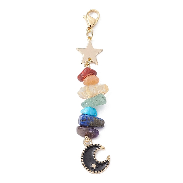 PandaHall Moon Alloy Enamel Pendant Decorations, with Chakra Gemstone Chips & Brass Star Link and 304 Stainless Steel Lobster Claw Clasps..., Black
PandaHall Moon Alloy Enamel Pendant Decorations, with Chakra Gemstone Chips & Brass Star Link and 304 Stainless Steel Lobster Claw Clasps..., Black