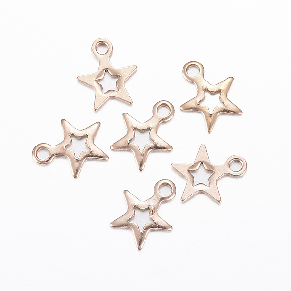 PandaHall Ion Plating(IP) 304 Stainless Steel Charms, Star, Rose Gold, 8.5x7x0.8mm, Hole: 1.2mm 304 Stainless Steel Star
PandaHall Ion Plating(IP) 304 Stainless Steel Charms, Star, Rose Gold, 8.5x7x0.8mm, Hole: 1.2mm 304 Stainless Steel Star