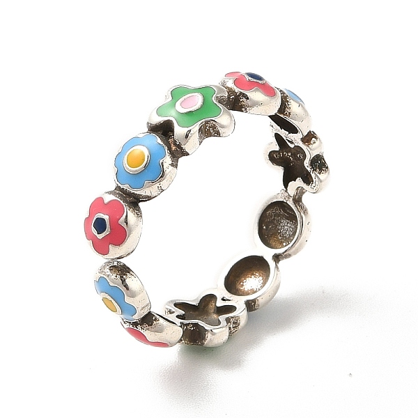 PandaHall Enamel Flower Finger Ring, Antique Silver Brass Jewelry for Women, Colorful, US Size 7 1/4(17.5mm) Brass
PandaHall Enamel Flower Finger Ring, Antique Silver Brass Jewelry for Women, Colorful, US Size 7 1/4(17.5mm) Brass