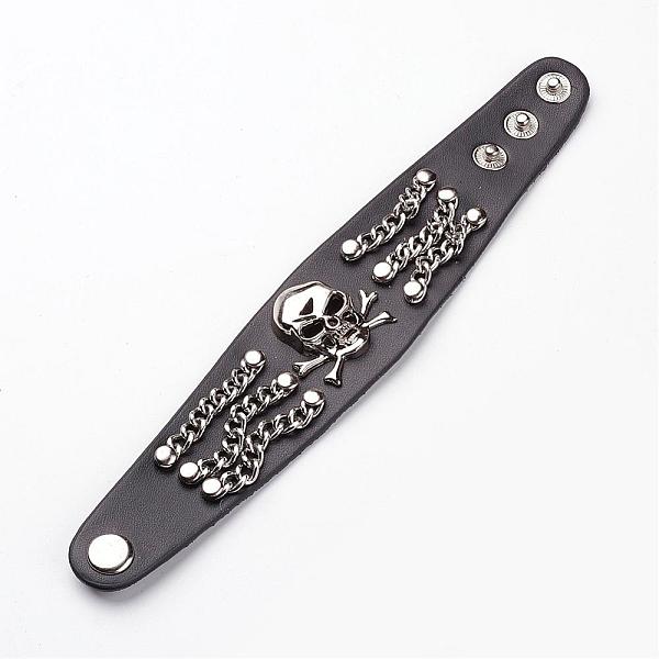 PandaHall Punk Rock Style Cowhide Leather Rivet Bracelets, with Alloy & Iron Findings, Skull, Black, 220x42x2mm(8-5/8 inchx1-3/4 inch)...
PandaHall Punk Rock Style Cowhide Leather Rivet Bracelets, with Alloy & Iron Findings, Skull, Black, 220x42x2mm(8-5/8 inchx1-3/4 inch)...