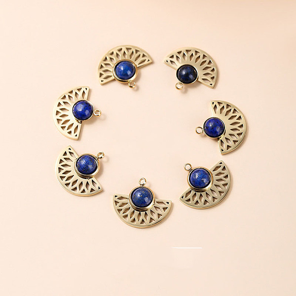 PandaHall Bohemia Style Natural Lapis Lazuli Pendants, Fan Charms, with Golden Tone Stainless steel Findings, 18x15x5mm Lapis Lazuli Fan
PandaHall Bohemia Style Natural Lapis Lazuli Pendants, Fan Charms, with Golden Tone Stainless steel Findings, 18x15x5mm Lapis Lazuli Fan