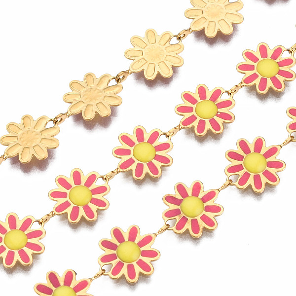 PandaHall 304 Stainless Steel & Enamel Link Chains, with Spool, Unwelded, Real 16K Gold Plated, Nickel Free, Flower, Cerise, 13.5x10x1mm..., Red
PandaHall 304 Stainless Steel & Enamel Link Chains, with Spool, Unwelded, Real 16K Gold Plated, Nickel Free, Flower, Cerise, 13.5x10x1mm..., Red