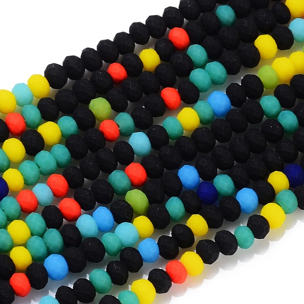 PandaHall Faceted Glass Beads Strands, Frosted, Rondelle, Colorful, 2.5~3.2x1.8~2.6mm, Hole: 0.8mm, about 185~186pcs/Strand, 15.55~15.75...
PandaHall Faceted Glass Beads Strands, Frosted, Rondelle, Colorful, 2.5~3.2x1.8~2.6mm, Hole: 0.8mm, about 185~186pcs/Strand, 15.55~15.75...