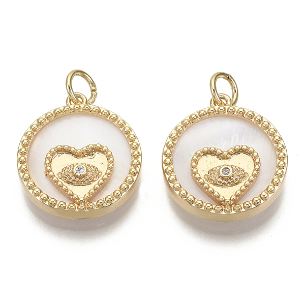 PandaHall Brass Micro Pave Cubic Zirconia Pendants, with Freshwater Shell and Jump Ring, Flat Round, Heart with Evil Eye, Nickel Free, Real..., Clear
PandaHall Brass Micro Pave Cubic Zirconia Pendants, with Freshwater Shell and Jump Ring, Flat Round, Heart with Evil Eye, Nickel Free, Real..., Clear
