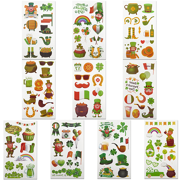 PandaHall GORGECRAFT 10 Styles 30 Sheets Saint Patrick's Day Temporary Tattoos Kit Green Shamrock 4 Leaf Clover Rainbow Gold Coin Balloons...
PandaHall GORGECRAFT 10 Styles 30 Sheets Saint Patrick's Day Temporary Tattoos Kit Green Shamrock 4 Leaf Clover Rainbow Gold Coin Balloons...