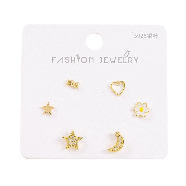 PandaHall 6 Pcs Brass Mirco Pave Clear Cubic Zirconia Ear Studs, with 925 Sterling Silver Pins, Moon & Star & Bowknot & Flower & Heart...
PandaHall 6 Pcs Brass Mirco Pave Clear Cubic Zirconia Ear Studs, with 925 Sterling Silver Pins, Moon & Star & Bowknot & Flower & Heart...
