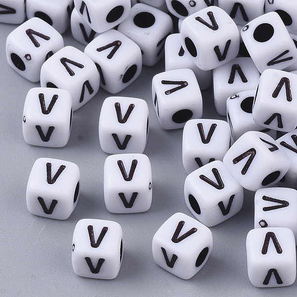PandaHall White Opaque Acrylic Beads, Horizontal Hole, Cube with Black Alphabet, Letter.V, 4~5x4~5x4~5mm, Hole: 1.8mm, about...
PandaHall White Opaque Acrylic Beads, Horizontal Hole, Cube with Black Alphabet, Letter.V, 4~5x4~5x4~5mm, Hole: 1.8mm, about...