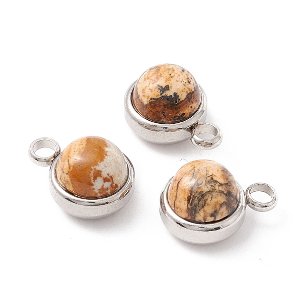 PandaHall Natural Picture Jasper Charms, with 304 Stainless Steel Findings, Half Round, Stainless Steel Color, 13.5x10x7.5mm, Hole: 2.5mm...
PandaHall Natural Picture Jasper Charms, with 304 Stainless Steel Findings, Half Round, Stainless Steel Color, 13.5x10x7.5mm, Hole: 2.5mm...
