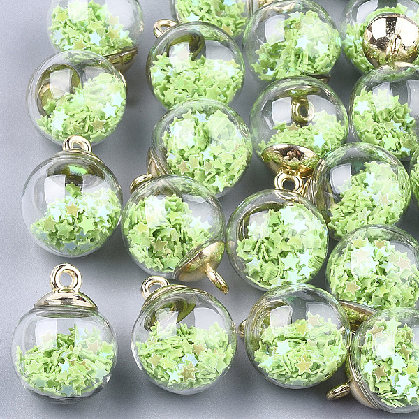 PandaHall Glass Ball Pendants, with Glitter Sequins and CCB Plastic Findings, Round with Star, Lime, 21x15.5~16mm, Hole: 2mm Glass Round..., Green
PandaHall Glass Ball Pendants, with Glitter Sequins and CCB Plastic Findings, Round with Star, Lime, 21x15.5~16mm, Hole: 2mm Glass Round..., Green