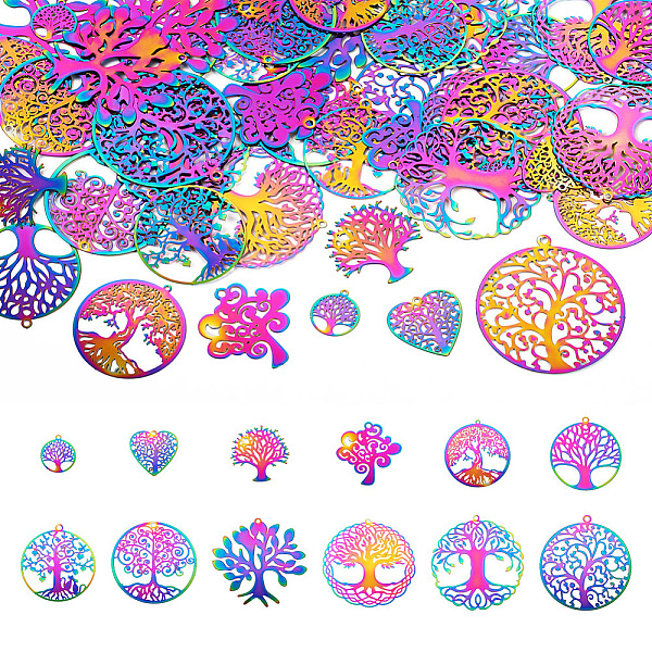 PandaHall 48Pcs 12 Style 201 Stainless Steel Filigree Pendants, Tree of Life/Heart, Rainbow Color, 15~43.5x13.5~43x0.2~0.5mm, Hole: 1.2~2mm...
PandaHall 48Pcs 12 Style 201 Stainless Steel Filigree Pendants, Tree of Life/Heart, Rainbow Color, 15~43.5x13.5~43x0.2~0.5mm, Hole: 1.2~2mm...