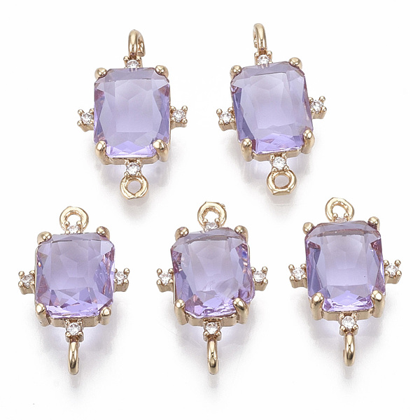 PandaHall Glass Links connectors, with Brass Micro Pave Cubic Zirconia, Faceted, Rectangle, Light Gold, Lilac, 20x12x5.5mm, Hole: 1.2mm..., Purple
PandaHall Glass Links connectors, with Brass Micro Pave Cubic Zirconia, Faceted, Rectangle, Light Gold, Lilac, 20x12x5.5mm, Hole: 1.2mm..., Purple