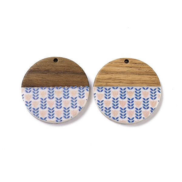 PandaHall Opaque Resin & Walnut Wood Pendants, Flat Round Charms with Flower Pattern, Blue, 35x4mm, Hole: 2mm Resin+Wood Flower Blue
PandaHall Opaque Resin & Walnut Wood Pendants, Flat Round Charms with Flower Pattern, Blue, 35x4mm, Hole: 2mm Resin+Wood Flower Blue