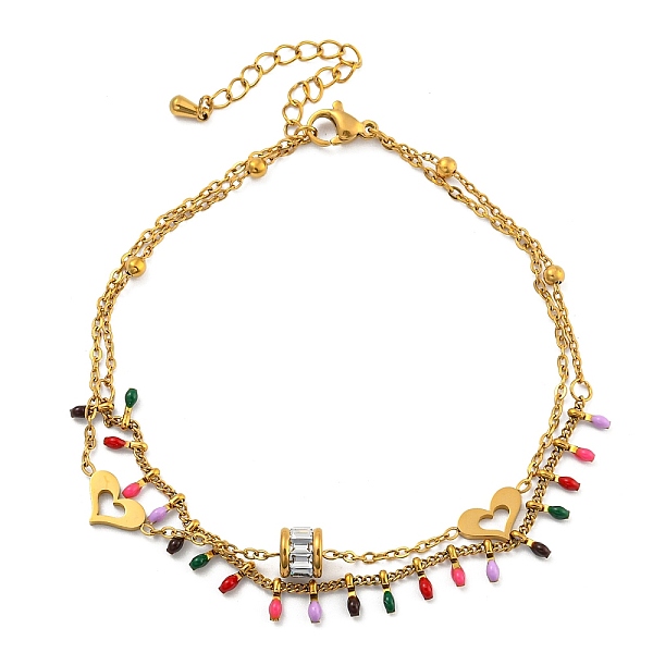 PandaHall 304 Stainless Steel Enamel Anklets, Double Layer Anklets, with Rhinestone Beads, Column, 7-7/8~8-1/4 inch(20~21cm) Stainless Steel...
PandaHall 304 Stainless Steel Enamel Anklets, Double Layer Anklets, with Rhinestone Beads, Column, 7-7/8~8-1/4 inch(20~21cm) Stainless Steel...