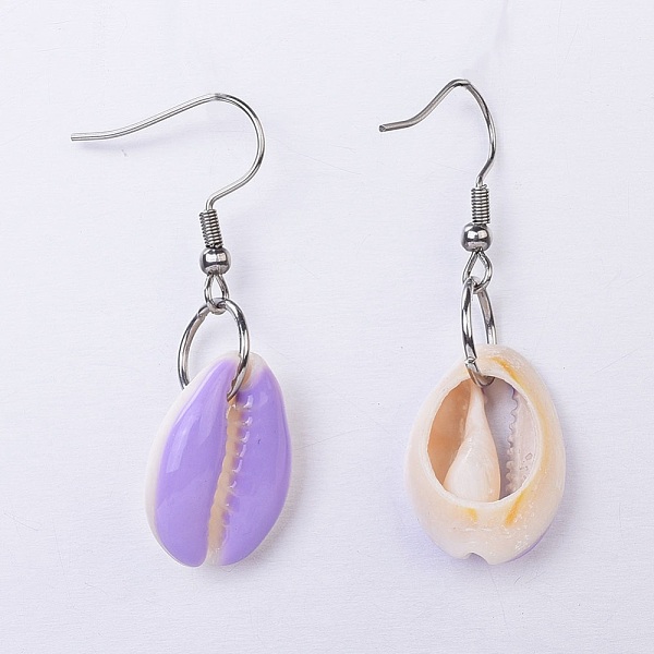 PandaHall Dangle Earring, with Stainless Steel Findings, Cowrie Shell and Enamel Beads, Lilac, 41.5~45.5mm, Pin: 0.6mm Shell Purple
PandaHall Dangle Earring, with Stainless Steel Findings, Cowrie Shell and Enamel Beads, Lilac, 41.5~45.5mm, Pin: 0.6mm Shell Purple