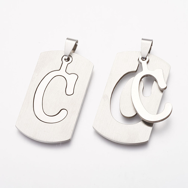 PandaHall 304 Stainless Steel Split Pendants, Rectangle with Letter.C, 41x23x1mm, Hole: 4x6~9mm 304 Stainless Steel Letter C
PandaHall 304 Stainless Steel Split Pendants, Rectangle with Letter.C, 41x23x1mm, Hole: 4x6~9mm 304 Stainless Steel Letter C