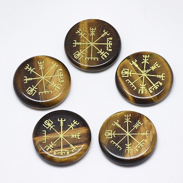 PandaHall Natural Tiger Eye Cabochons, Flat Round with Nordic Pagan Pattern, 25x5.5mm Tiger Eye Flat Round
PandaHall Natural Tiger Eye Cabochons, Flat Round with Nordic Pagan Pattern, 25x5.5mm Tiger Eye Flat Round