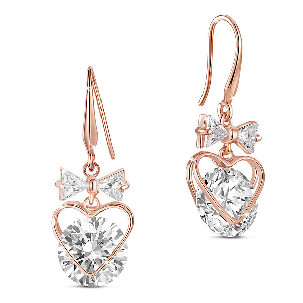 PandaHall SHEGRACE Brass Dangle Earrings, with Grade AAA Cubic Zirconia, Heart and Bowknot, Rose Gold, 51.7mm Cubic Zirconia Clear
PandaHall SHEGRACE Brass Dangle Earrings, with Grade AAA Cubic Zirconia, Heart and Bowknot, Rose Gold, 51.7mm Cubic Zirconia Clear