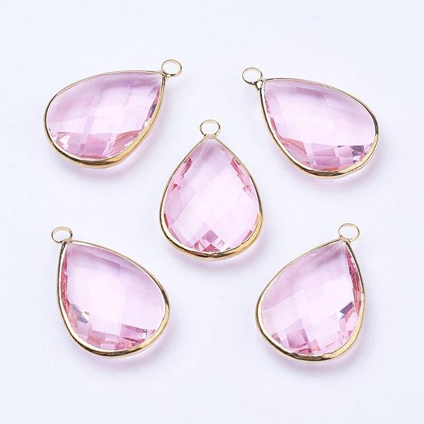 PandaHall Golden Tone Brass Glass Teardrop Pendants, Faceted, Pearl Pink, 18x10x5mm, Hole: 2mm Brass+Glass Teardrop Pink
PandaHall Golden Tone Brass Glass Teardrop Pendants, Faceted, Pearl Pink, 18x10x5mm, Hole: 2mm Brass+Glass Teardrop Pink