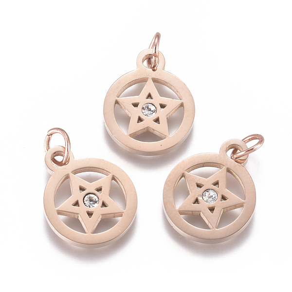 PandaHall 316 Surgical Stainless Steel Charms, with Micro Pave Cubic Zirconia and Jump Ring, Long-Lasting Plated, Pentacle, Clear, Real Rose...
PandaHall 316 Surgical Stainless Steel Charms, with Micro Pave Cubic Zirconia and Jump Ring, Long-Lasting Plated, Pentacle, Clear, Real Rose...