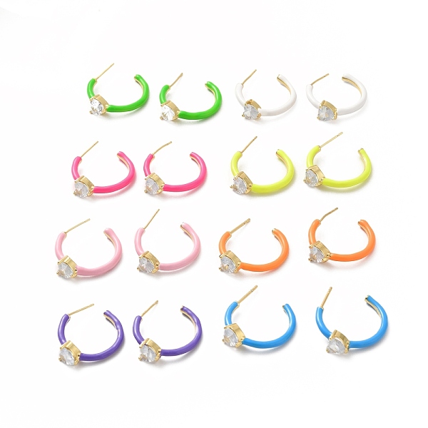 PandaHall Clear Cubic Zirconia Heart Stud Earrings with Enamel, Real 18K Gold Plated Brass Half Hoop Earrings for Women, Cadmium Free & Lead..., Multicolor
PandaHall Clear Cubic Zirconia Heart Stud Earrings with Enamel, Real 18K Gold Plated Brass Half Hoop Earrings for Women, Cadmium Free & Lead..., Multicolor