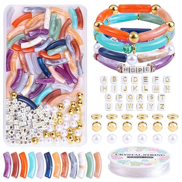 PandaHall DIY Chunky Bracelet Making Kit, Including Acrylic Curved Tube & Plastic Pearl & Brass Beads, Elastic Thread, Mixed Color, Beads..., Multicolor
PandaHall DIY Chunky Bracelet Making Kit, Including Acrylic Curved Tube & Plastic Pearl & Brass Beads, Elastic Thread, Mixed Color, Beads..., Multicolor