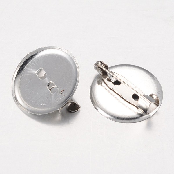 PandaHall Iron Pin Backs Brooch Findings, Platinum Color, about 19mm in diameter, 6mm thick Iron
PandaHall Iron Pin Backs Brooch Findings, Platinum Color, about 19mm in diameter, 6mm thick Iron
