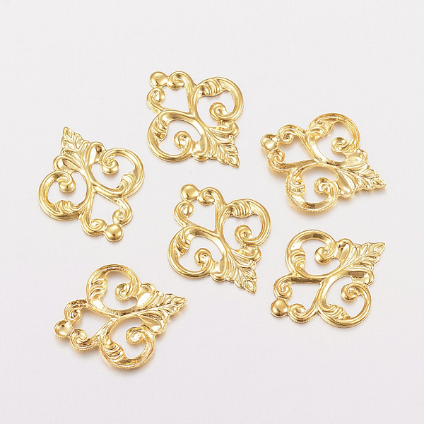 PandaHall 201 Stainless Steel Filigree Joiners Links, Flower, Golden, 15.5x13x1mm, Hole: 3x3.5mm 201 Stainless Steel Flower
PandaHall 201 Stainless Steel Filigree Joiners Links, Flower, Golden, 15.5x13x1mm, Hole: 3x3.5mm 201 Stainless Steel Flower