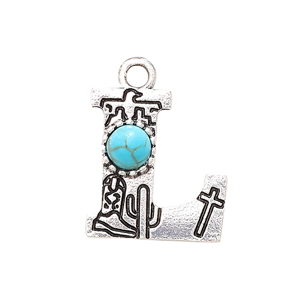 PandaHall Synthetic Turquoise Pendants, with Alloy Findings, Letter L, 21x28mm Synthetic Turquoise Letter L
PandaHall Synthetic Turquoise Pendants, with Alloy Findings, Letter L, 21x28mm Synthetic Turquoise Letter L