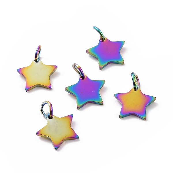 PandaHall 304 Stainless Steel Charms, Star, Rainbow Color, 10x10.6x1.1mm, Hole: 4mm 304 Stainless Steel Star
PandaHall 304 Stainless Steel Charms, Star, Rainbow Color, 10x10.6x1.1mm, Hole: 4mm 304 Stainless Steel Star