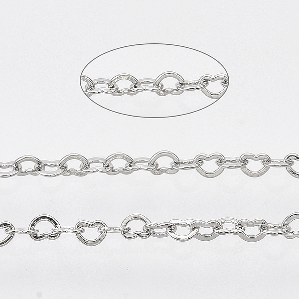 PandaHall Brass Heart Link Chains, Soldered, with Spool, Platinum, 1.8x2.4x0.4mm, about 9.84 Feet(3m)/Roll Brass
PandaHall Brass Heart Link Chains, Soldered, with Spool, Platinum, 1.8x2.4x0.4mm, about 9.84 Feet(3m)/Roll Brass