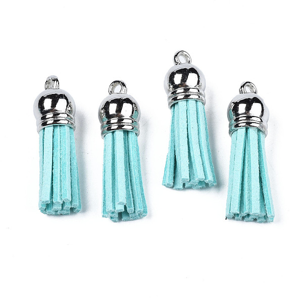 PandaHall Faux Suede Tassel Pendant Decorations, with CCB Plastic Cord Ends, Platinum, 33~35x10mm, Hole: 2.5mm Faux Suede Cyan
PandaHall Faux Suede Tassel Pendant Decorations, with CCB Plastic Cord Ends, Platinum, 33~35x10mm, Hole: 2.5mm Faux Suede Cyan