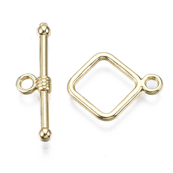 PandaHall Alloy Toggle Clasps, Cadmium Free & Nickel Free & Lead Free, Rhombus, Real 18K Gold Plated, Bar: 24.5x7x3mm, Hole: 2mm, Rhombus...
PandaHall Alloy Toggle Clasps, Cadmium Free & Nickel Free & Lead Free, Rhombus, Real 18K Gold Plated, Bar: 24.5x7x3mm, Hole: 2mm, Rhombus...