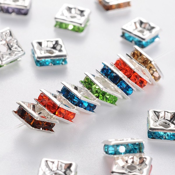 PandaHall Brass Rhinestone Spacer Beads, Grade A, Square, Nickel Free, Mixed Color, Silver Color Plated,Size: about 6mm wide, 6mm long, 3mm..., Multicolor
PandaHall Brass Rhinestone Spacer Beads, Grade A, Square, Nickel Free, Mixed Color, Silver Color Plated,Size: about 6mm wide, 6mm long, 3mm..., Multicolor